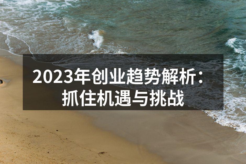 2023年创业趋势解析：抓住机遇与挑战